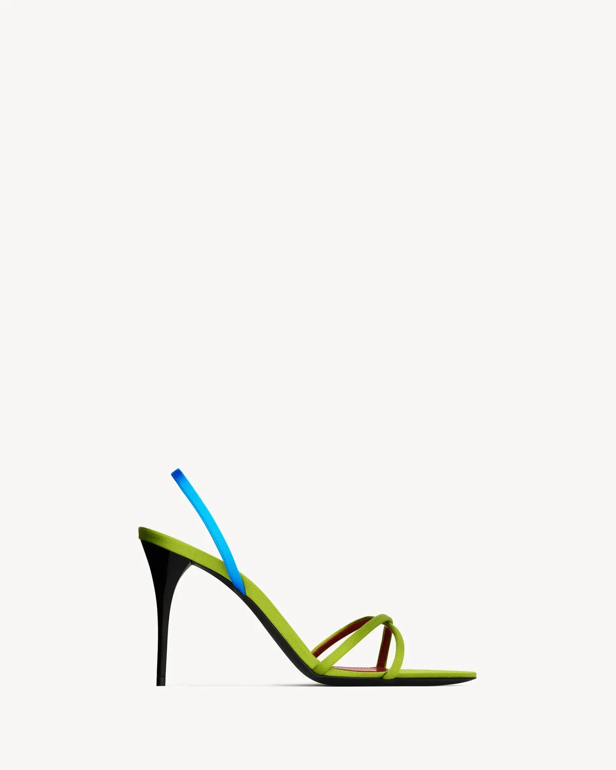 Босоножки-слингбэки JUSTIFY из креп-сатина SAINT LAURENT, зеленый