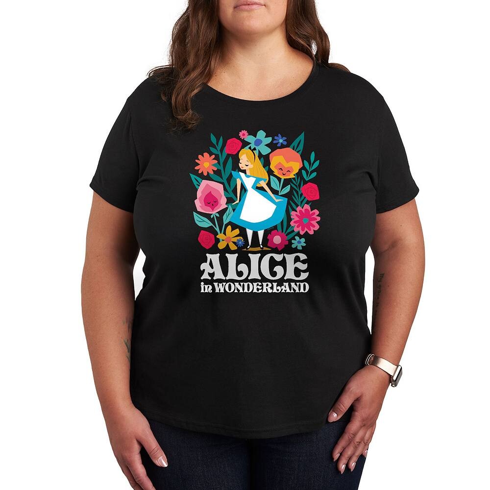 

Футболка Disney's Alice in Wonderland Plus с рисунком цветов, черный