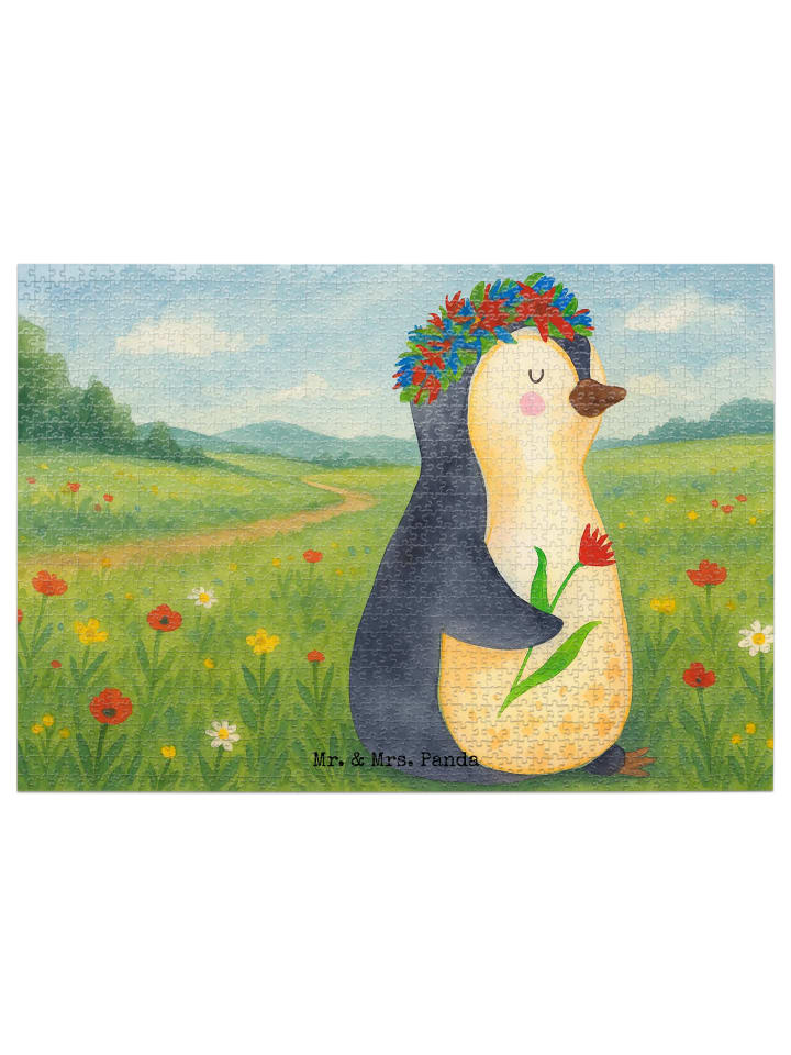 

Mr. & Mrs. Panda Дизайн в виде цветка с пингвином-головоломкой, без надписей белым цветом