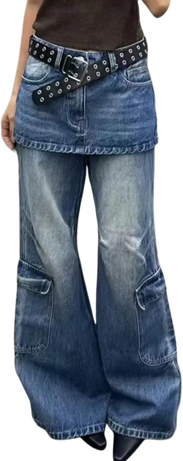 

Багги джинсы для женщин и мужчин, высокие с широкими штанинами Lafaguw