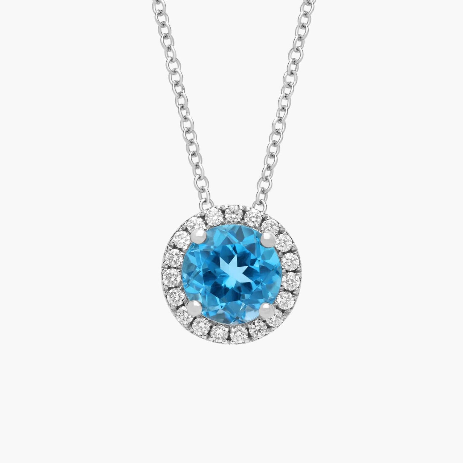 

Круглая подвеска Halo Blue Topaz из 14-каратного белого золота (7 мм) Blue Nile