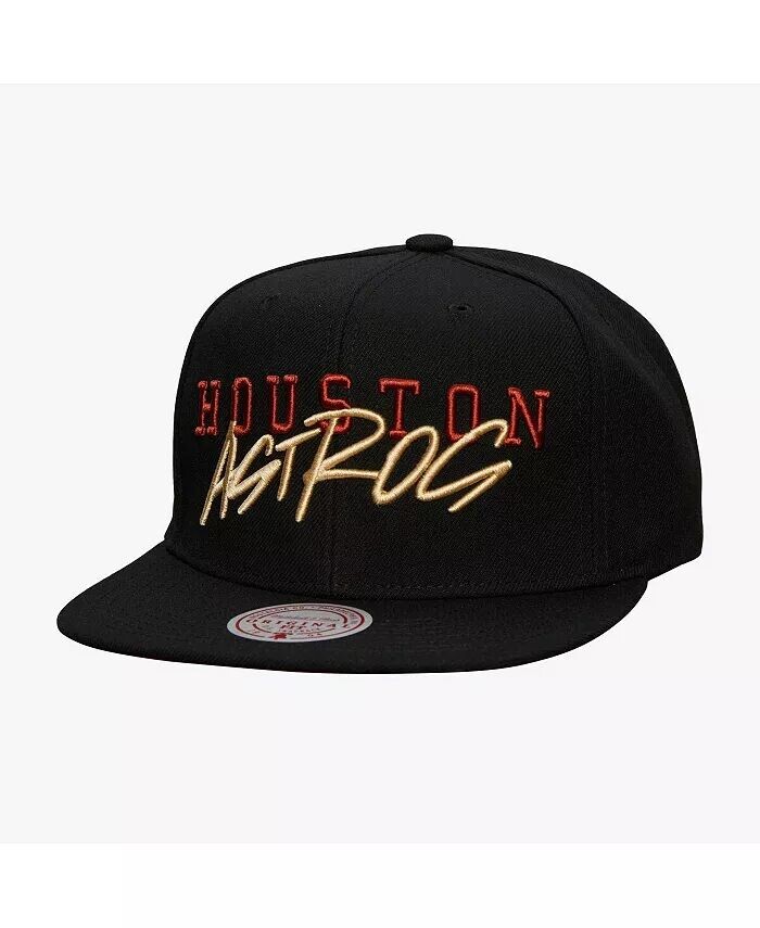 

Мужская черная бейсболка с тегом Houston Astros Team Snapback Mitchell & Ness