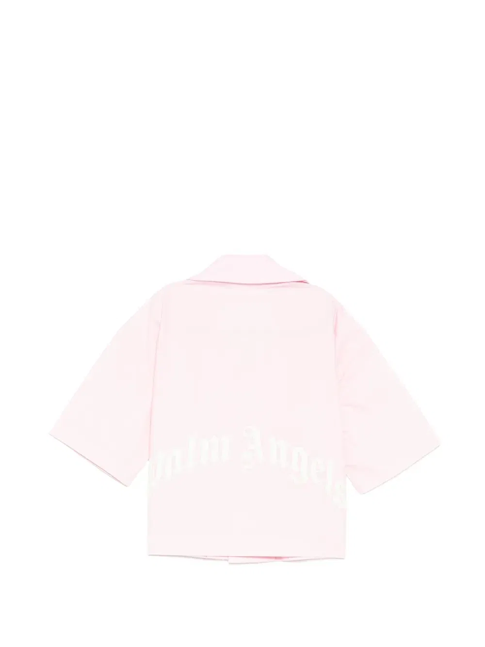 Укороченная рубашка с логотипом Palm Angels Kids, розовый — фото 2