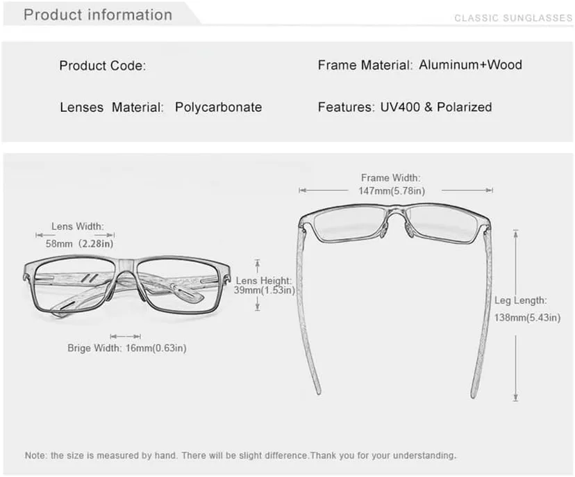 

Классические деревянные солнцезащитные очки для мужчин с поляризованными линзами UV400, ретро-стиль, модные очки для активного отдыха для женщин UJNHGQ, Black
