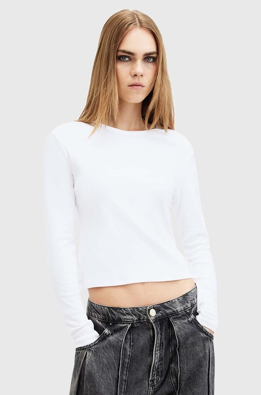 

Хлопковая футболка с длинным рукавом Stevie LS Tee Allsaints, белый