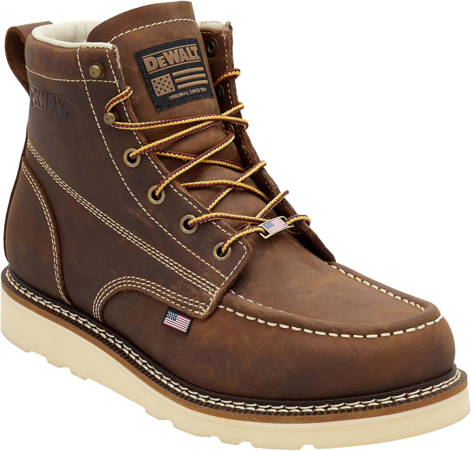 

Мужские ботинки DEWALT Weatherby, сделанные в США, с мыском-мок, из полнотелой кожи, с профессиональным комфортом, мягким носком, коричневый