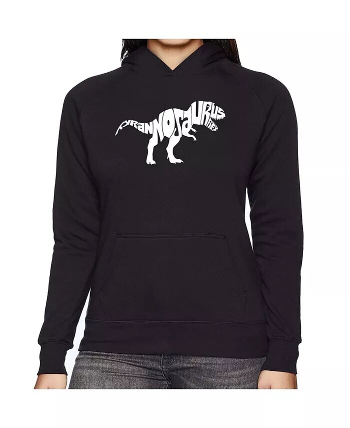 

Женская толстовка с капюшоном Word Art - Tyrannosaurus Rex LA Pop Art, черный
