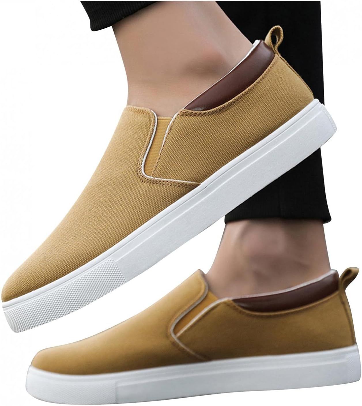 

Мокасины Hbeylia Slip On, модные кроссовки для мужчин, повседневные дышащие низкие тканевые кеды, унисекс, классические низкие тканевые кроссовки для прогулок, вождения, мокасины, ботинки для мужчин для активного отдыха на открытом воздухе, хаки