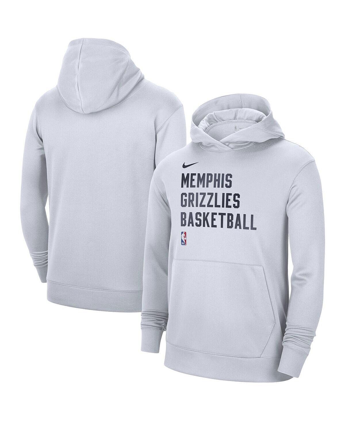 Мужская и женская белая футболка Memphis Grizzlies 2023/24 Performance Spotlight с капюшоном для тренировок на площадке Nike — фото 2