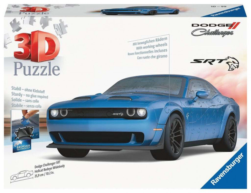 

Ravensburger, 3D Пазл, Транспорт, Dodge Challenger Hellcat Wideb, 163 шт.