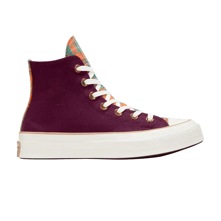 

Кроссовки Converse Wmns Chuck 70 High Canvas & Plaid - Deep Bordeaux, фиолетовый