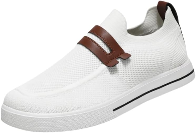 

Мужские дышащие сетчатые лоферы - кроссовки большого размера с мягкой подошвой и амортизирующей стелькой для повседневного комфорта в течение всего дня Clolinde, белый