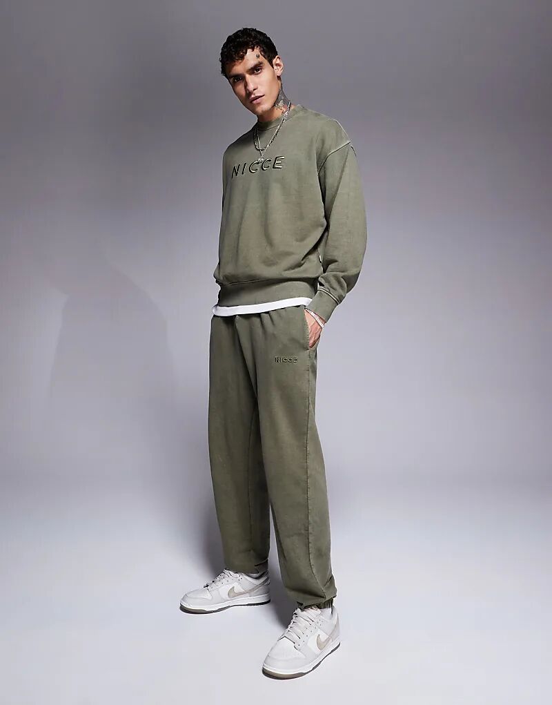 

Джоггеры цвета хаки Nice Washed (часть комплекта) Nicce
