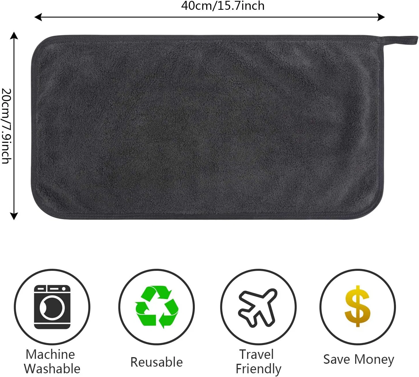 Салфетки для снятия макияжа из микрофибры SINLAND (4 шт.) Sinland, Darkgray — фото 2