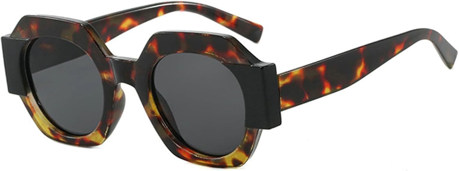 

COTIA Круглые солнцезащитные очки для мужчин в стиле панк, двухцветные, с защитой от УФ-излучения UV400, ретро, ​​многоугольные, квадратные, модные, элегантные солнцезащитные очки для женщин, Leopard Grey