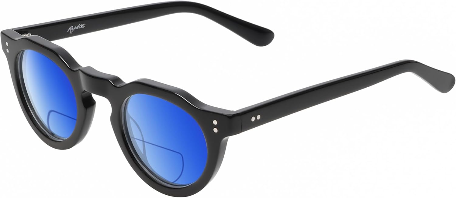 

Женские поляризованные бифокальные солнцезащитные очки Malayemys для чтения, с защитой от УФ-излучения, для спорта и вождения. Тонированные Reptile, Gloss Black/Polarized Blue Mirror