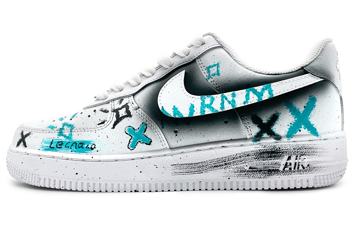 

Кроссовки Nike Air Force 1 Skateboarding Shoes Unisex Low-top White/black/cyan, белый/синий/черный
