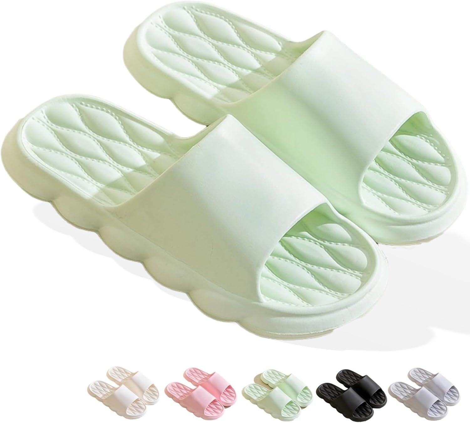 

Тапочки Cloud для женщин и мужчин, удобные, легкие, мягкие, как подушечки, для ванной комнаты и душа, сандалии Cloud с открытым носком на платформе, обувь для дома и улицы, пляжные сандалии, летняя обувь Iwhgrmp, светло-зеленый