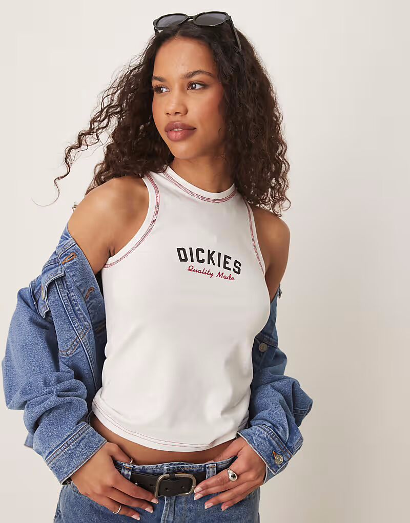 

Длинный топ Dickies racer central logo цвета «кремовый»