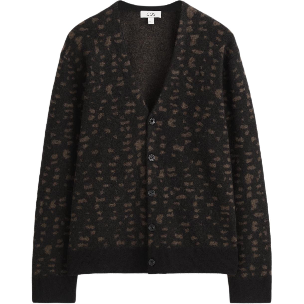 

COS Мужской трикотажный кардиган коричневого цвета с V-образным вырезом и умеренным кроем
