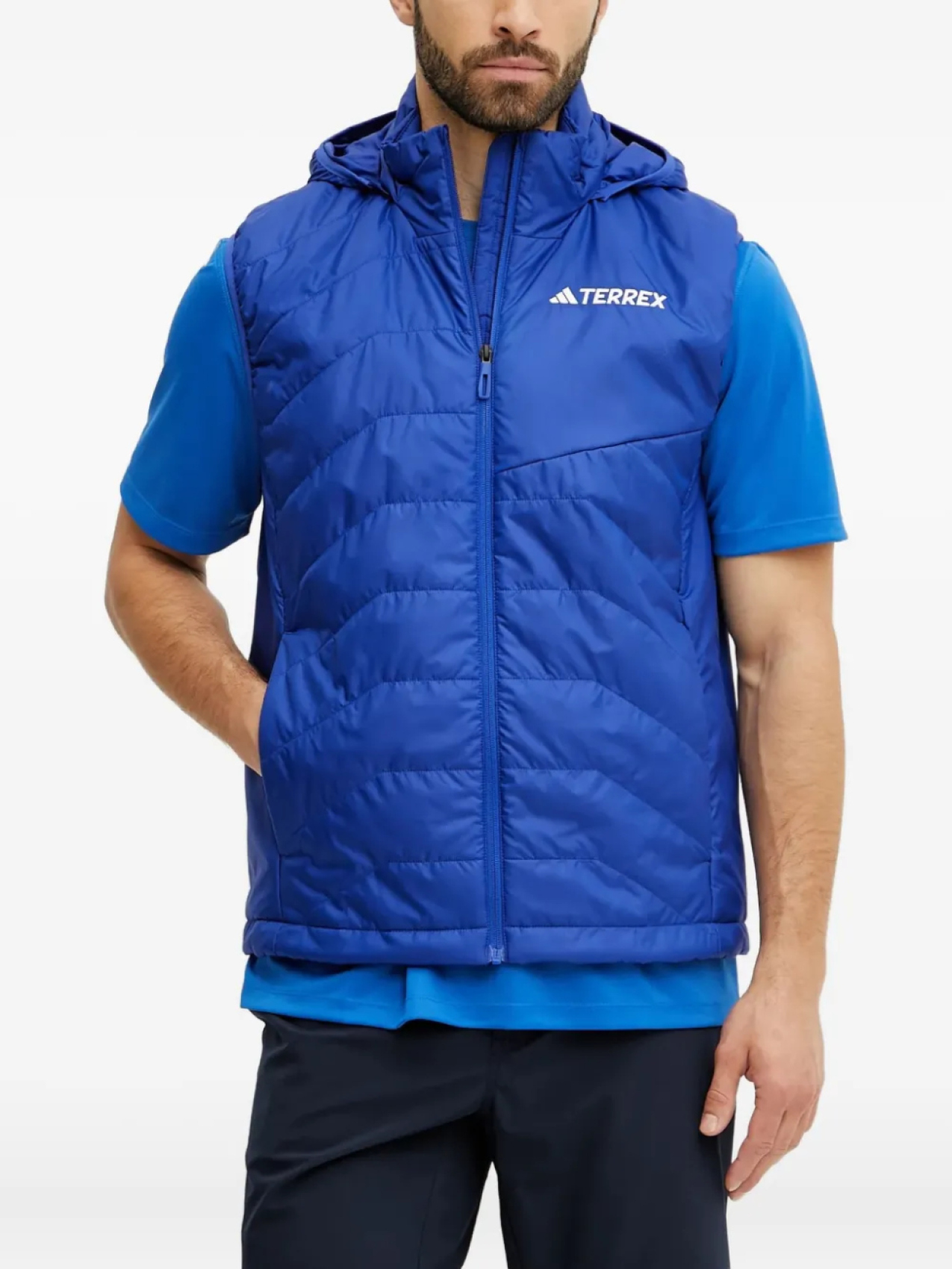 

Стеганый жилет с капюшоном Adidas TERREX, синий