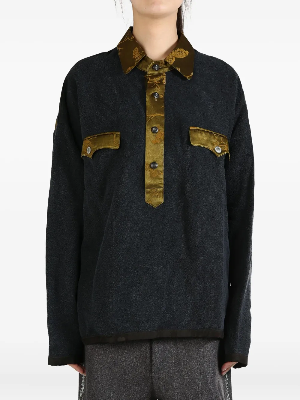 

Текстурированная рубашка с пуговицами спереди COMMUNS, черный