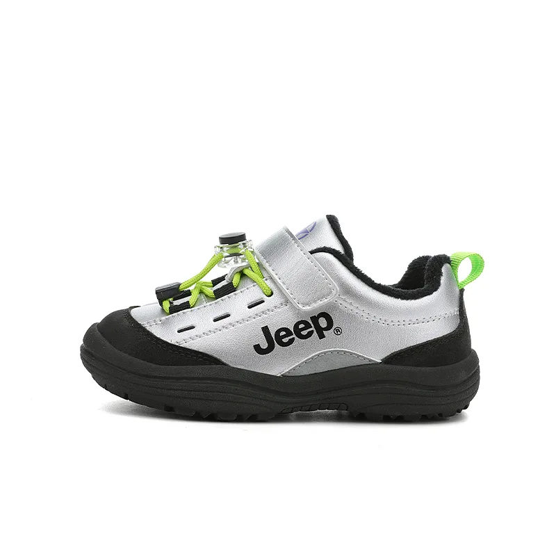 Детские кроссовки low top для бега Jeep, Star Diamond Silver/Phantom Black[Fleece-Lined-Upgraded]