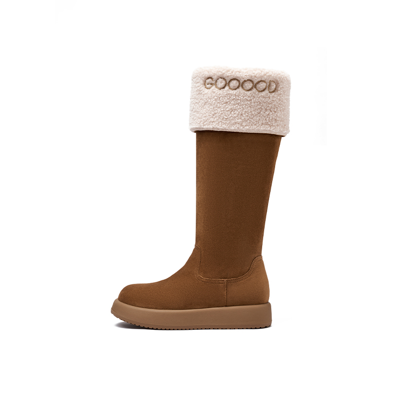 JOSINY Женские высокие сапоги 3,5 см — коричневые (толстый флис), цвет Brown (Thick Fleece)