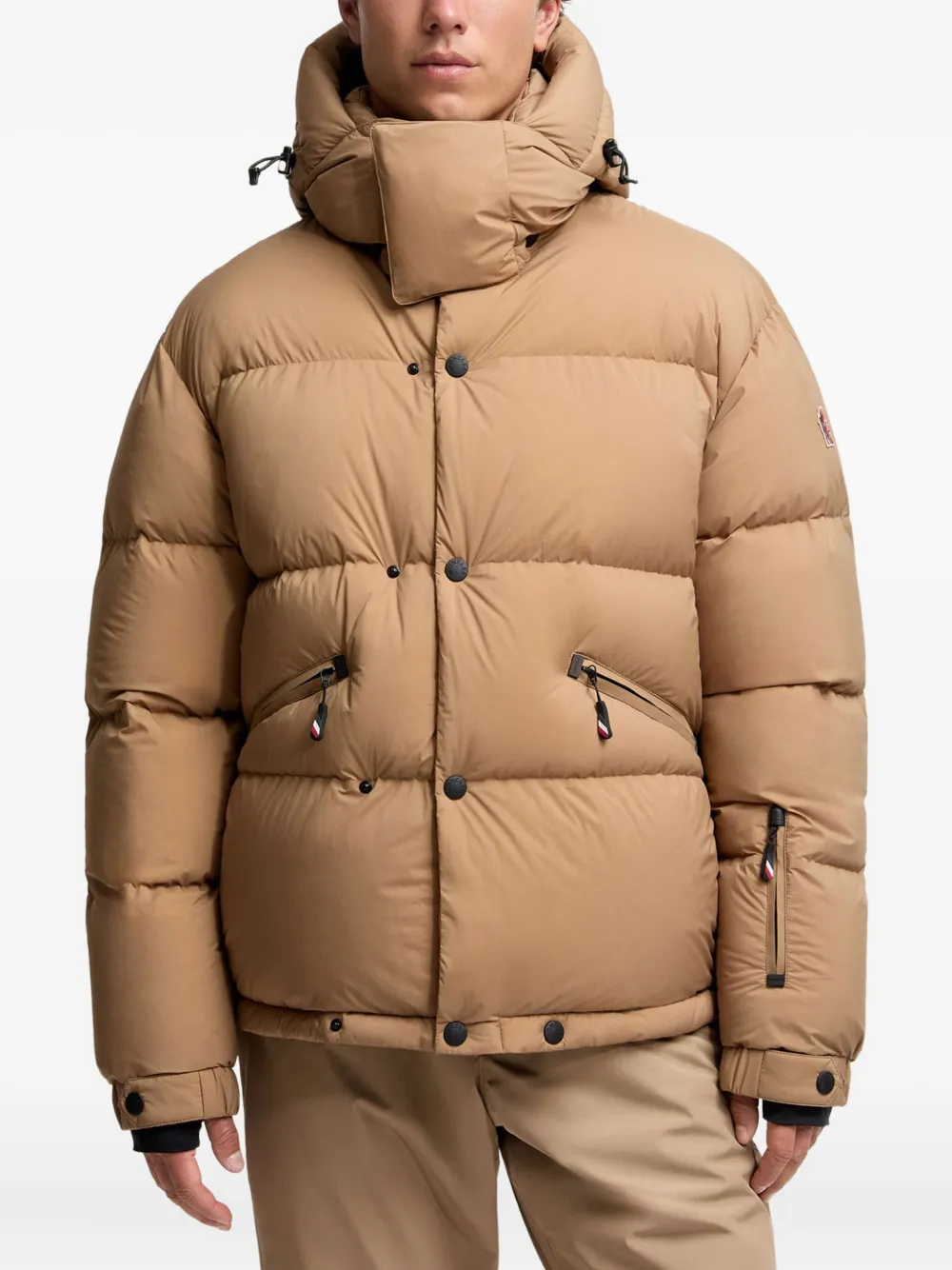 Пальто с утеплённым съемным капюшоном Moncler, коричневый — фото 3