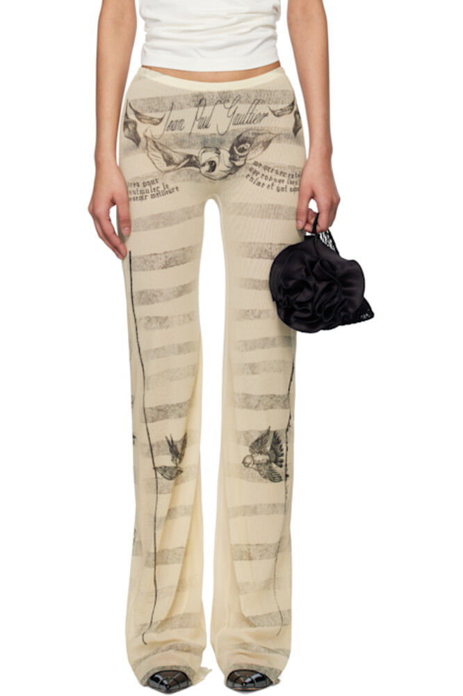 

Бежевые брюки для отдыха «The Tattoo Marinière» Jean Paul Gaultier