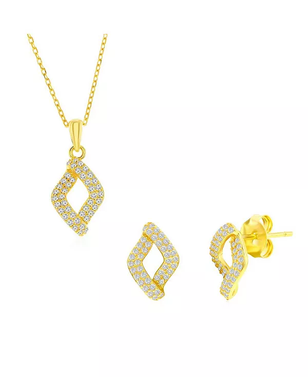 

Комплект из колье и серег из стерлингового серебра с фианитами маркиза Simona, gold