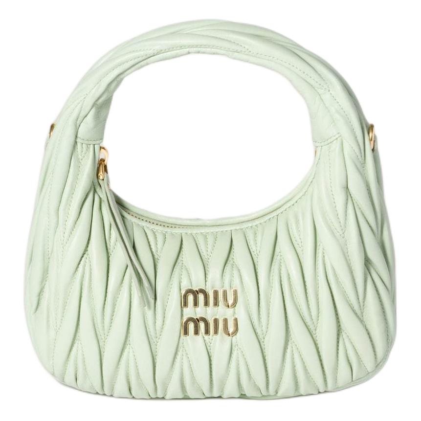 

MIU MIU Маленькая стёганая женская сумка из овечьей кожи зелёная