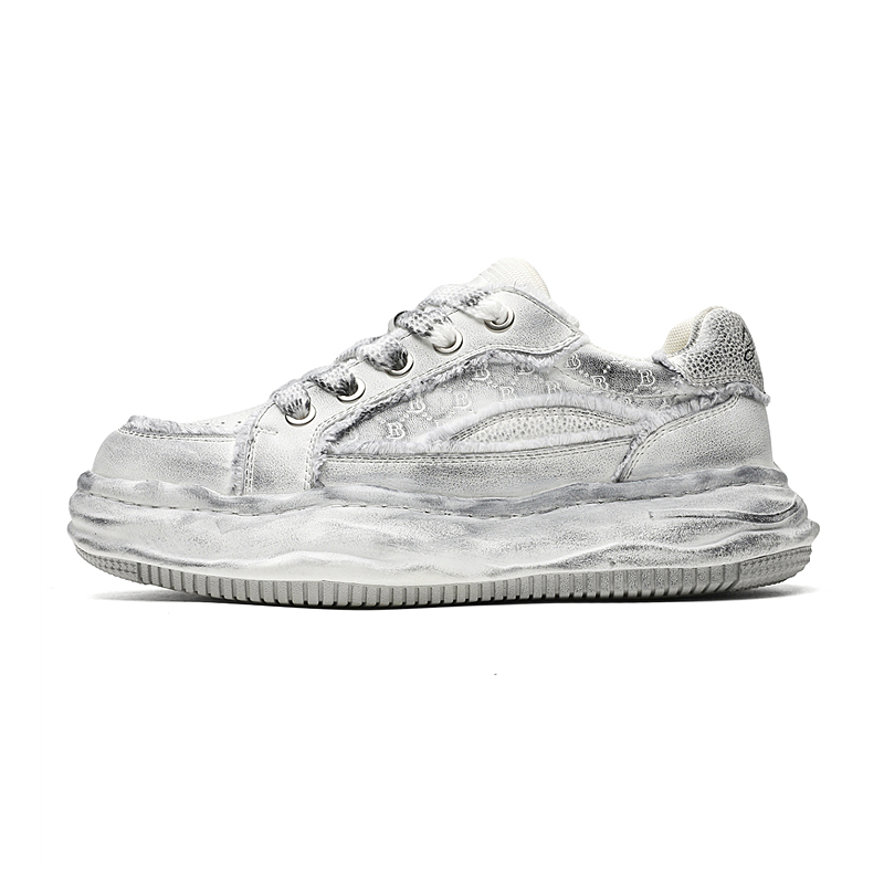 

OUBT Дышащие и нескользящие низкие кроссовки для скейтборда Niche Distressed мужские бело-серые