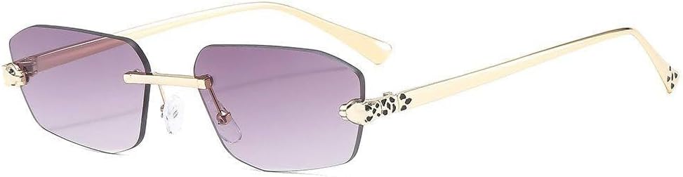 

Маленькие солнцезащитные очки без оправы для женщин и мужчин в стиле ретро, ​​с оправой под золотистый леопардовый принт, солнцезащитные очки с защитой от УФ-излучения UV400 TVTBBVV, 3