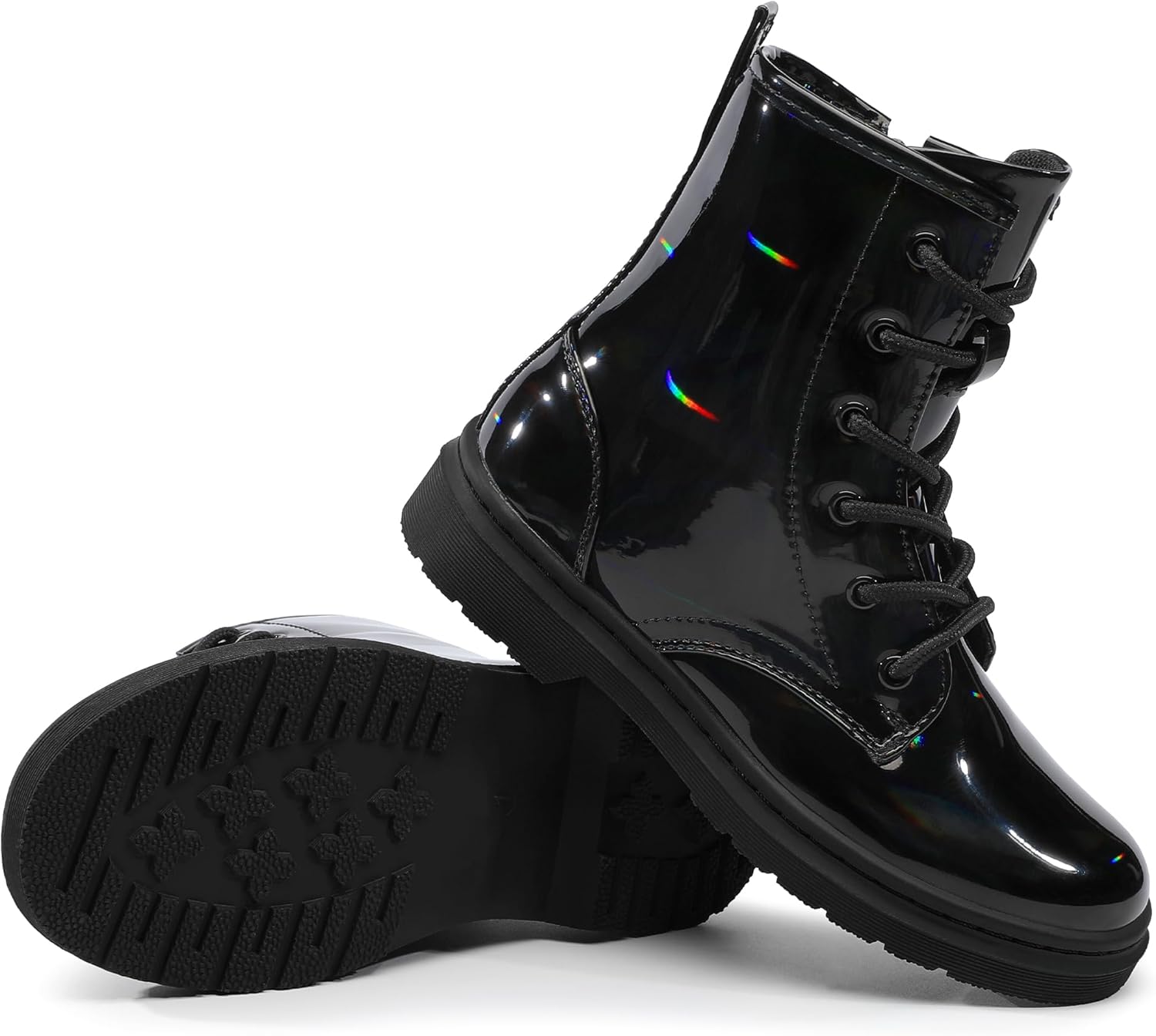 Ботильоны для девочек shoeslocker с боковой молнией и шнуровкой - стильная и удобная обувь с блестками для малышей, детей младшего и старшего возраста, Black — фото 4