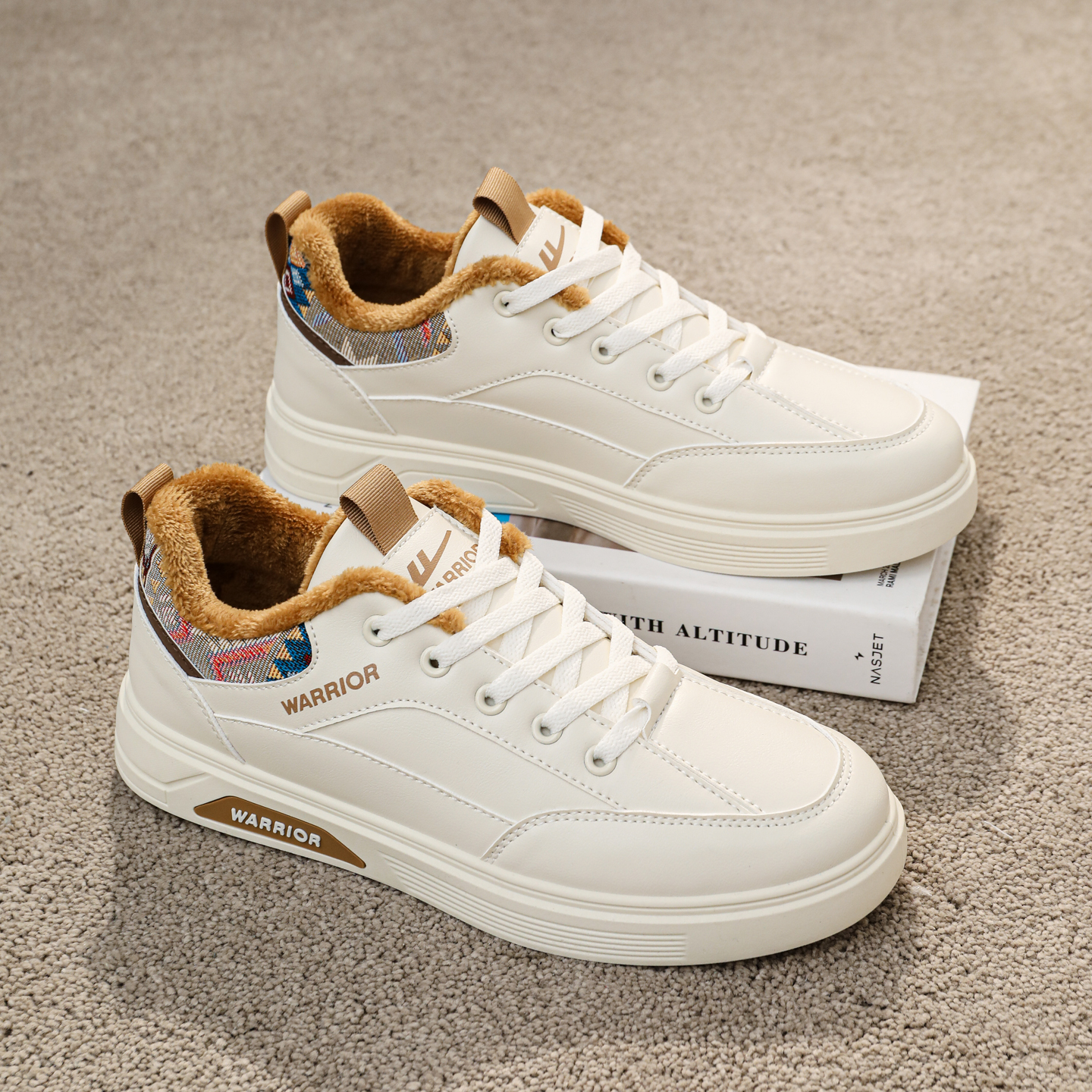 WARRIOR Зимние утепленные кроссовки White Sneakers Low top Casual Skateboard Shoes мужские — фото 3
