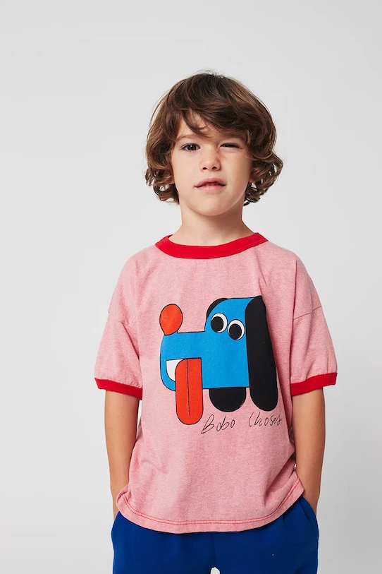 

Детская хлопковая футболка Doggy Mate Bobo Choses, розовый