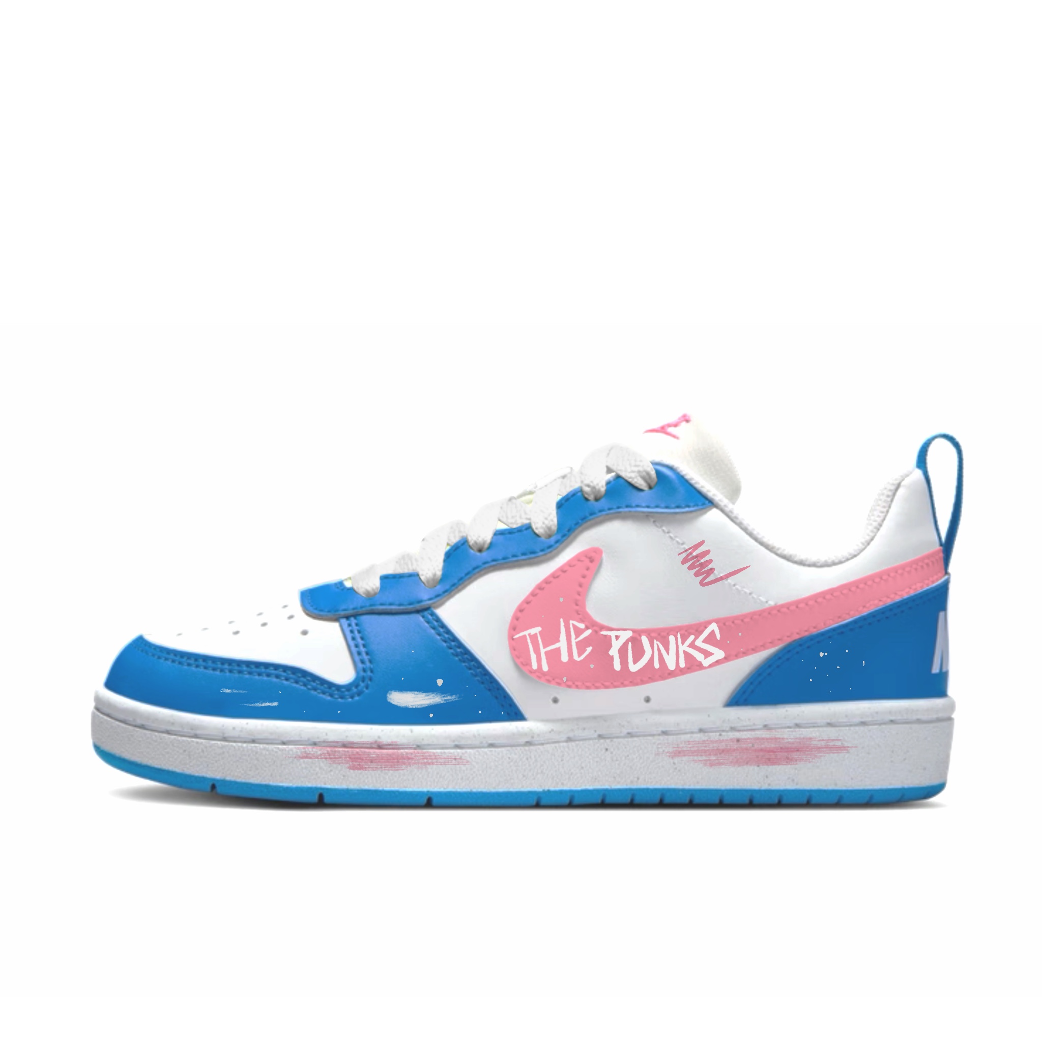 

Nike Court Borough Slip Resistant Abrasion Resistant Low top Kids' Skateboarding Shoes White Blue Teenagers