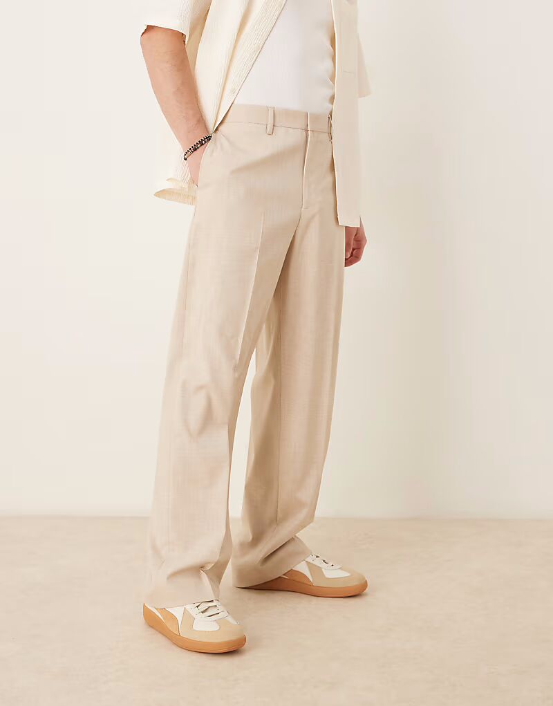 

Элегантные брюки с сетчатым узором в камне Asos Design, серо-бежевый