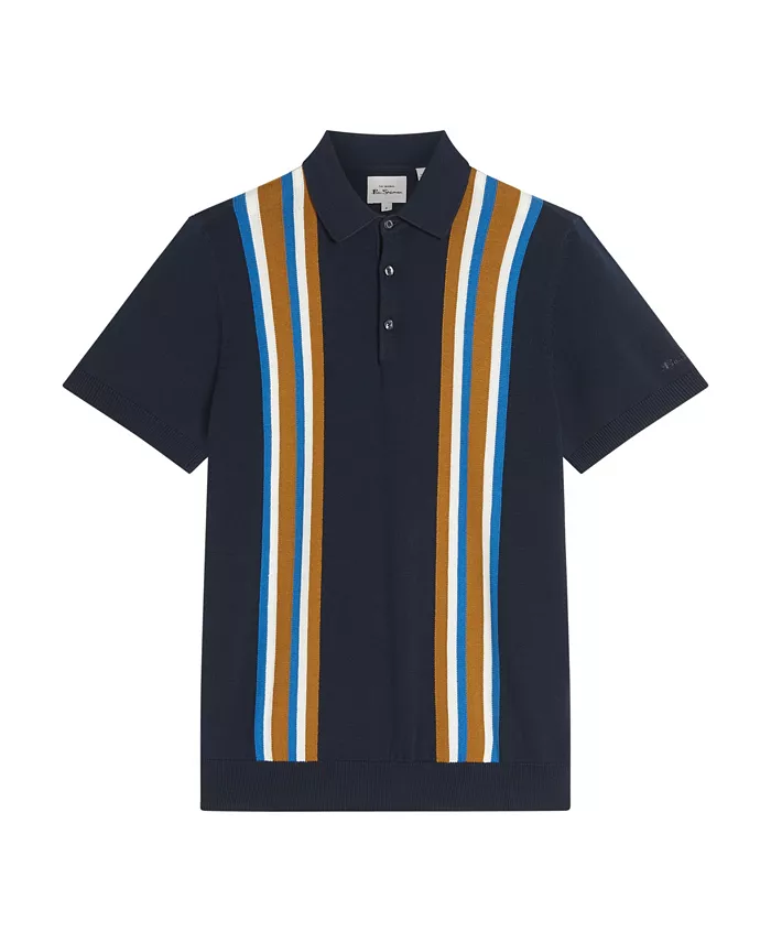 

Мужская рубашка-поло с коротким рукавом и вертикальными полосками Ben Sherman, синий