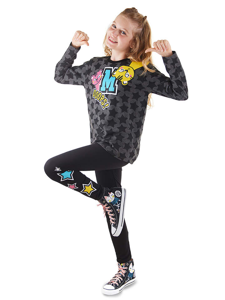 

Лонгслив Denokids 2tlg. Outfit Stars Girl, черный