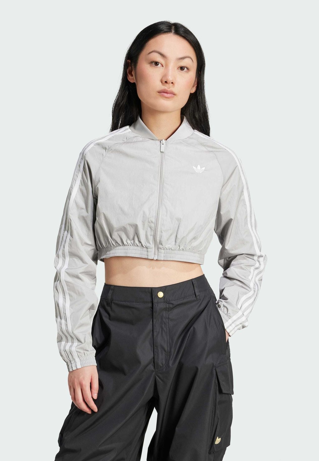 

Куртка-бомбер ADICOLOR TEAMGEIST CROPPED TRACK Adidas Originals, серый