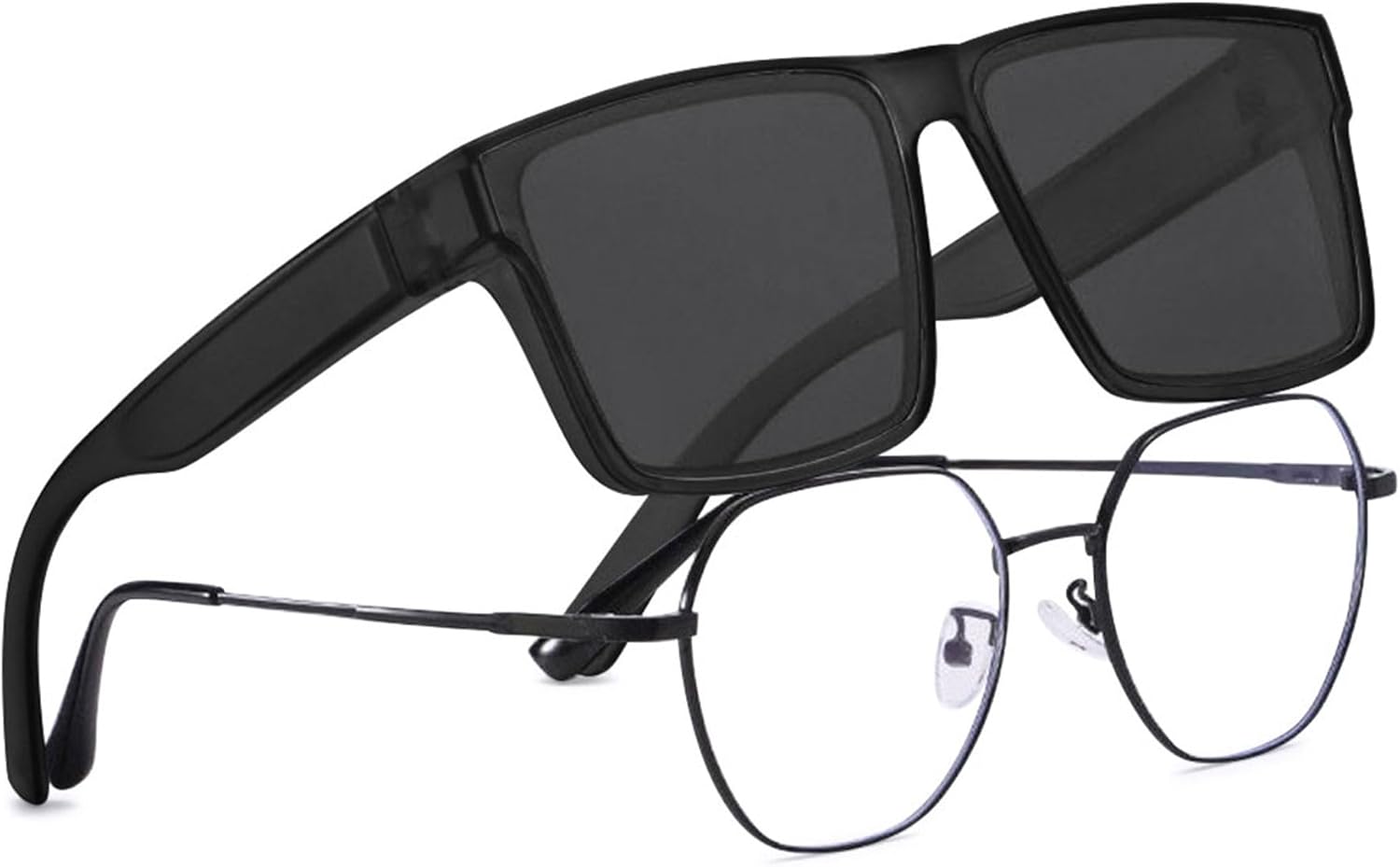 

Модные прямоугольные солнцезащитные очки большого размера для женщин и мужчин, с плоской верхней частью, поляризованные, для вождения, с защитой от УФ-излучения ALKAHE, Bright Black