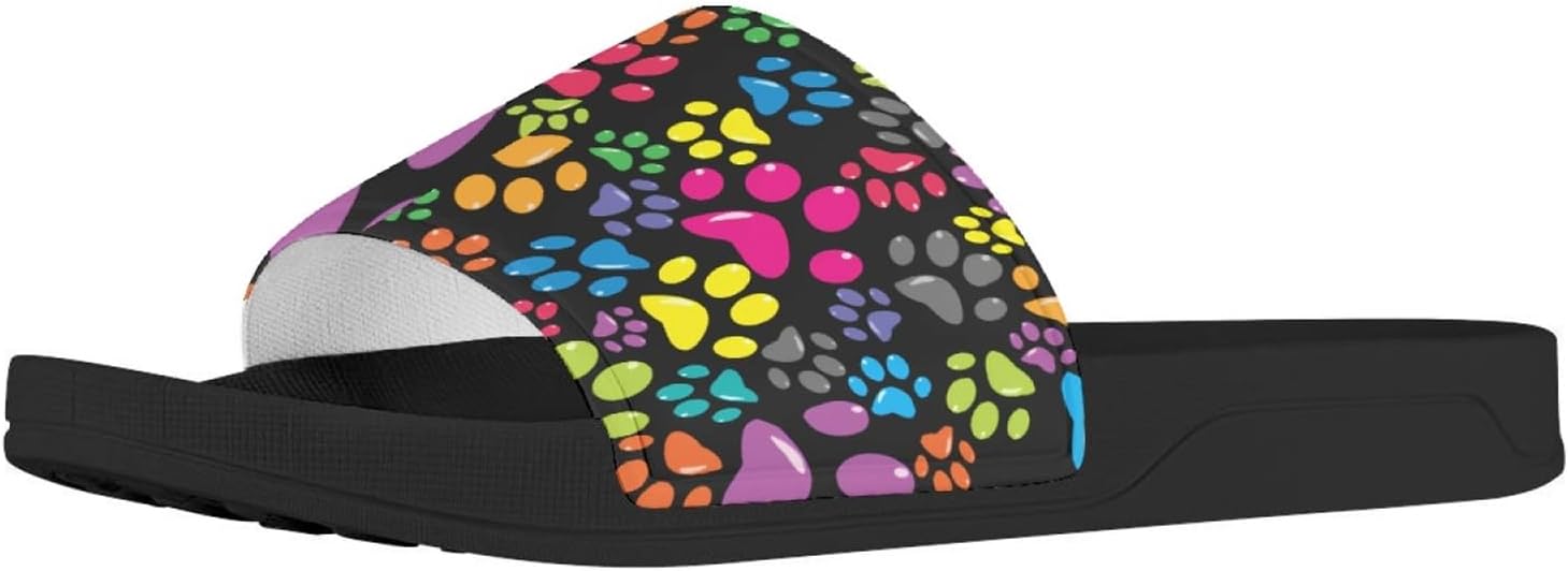 

Сланцы с принтом американского флага и лапы собаки Forchrinse для женщин и мужчин, легкие летние пляжные спортивные шлепки, Colorful Dog Paw Print