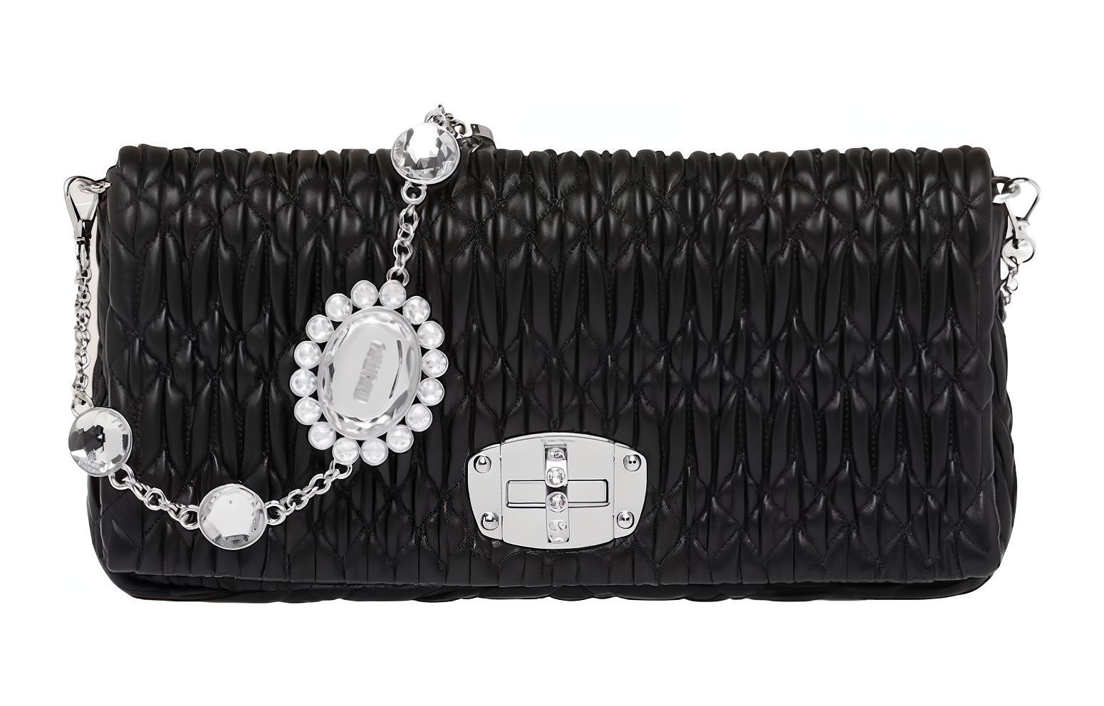 

Кожаная сумка через плечо на руку MIU MIU черная