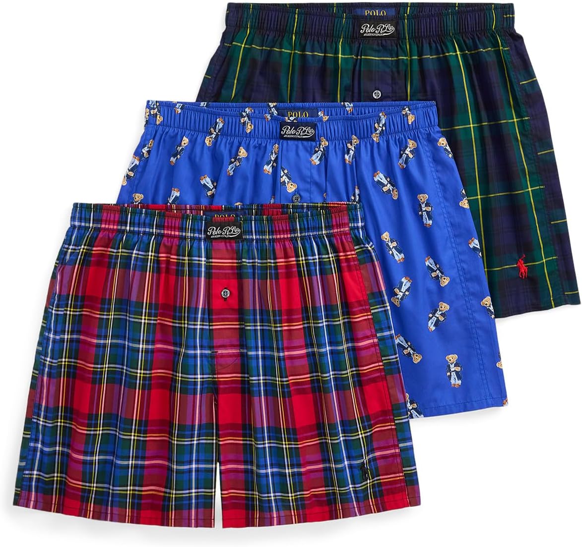 

Боксеры Polo Ralph Lauren 3-Pack Classic Fit Boxer Briefs, цвет Cruise Navy/Campbell Plaid/Moss Agate