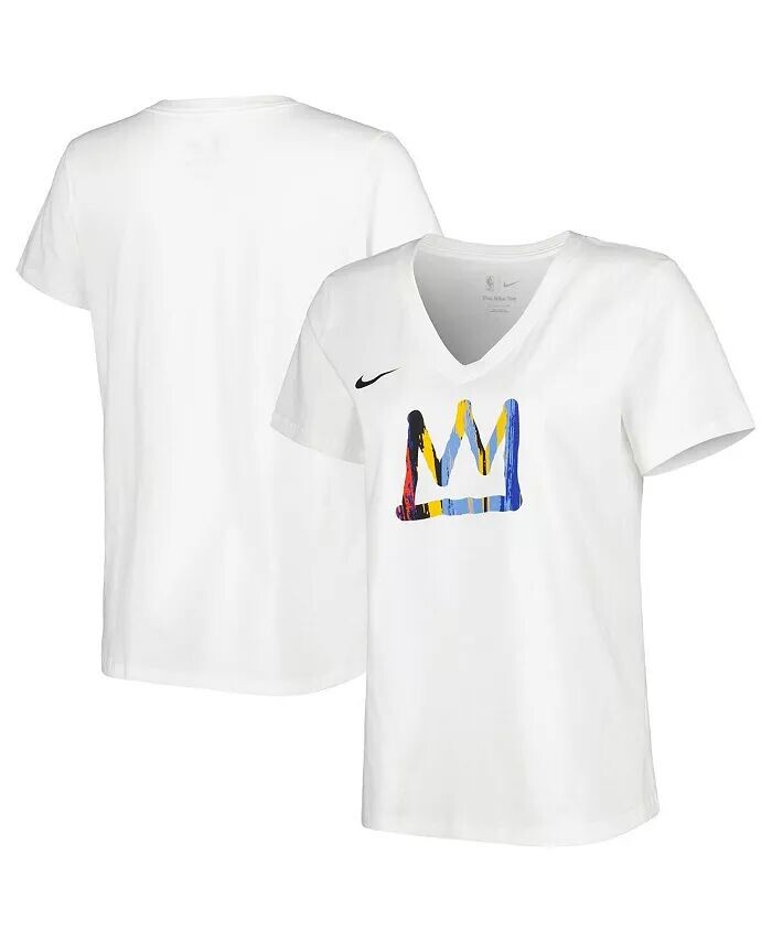

Женская белая футболка Brooklyn Nets 2022/23 City Edition Essential с v-образным вырезом Nike