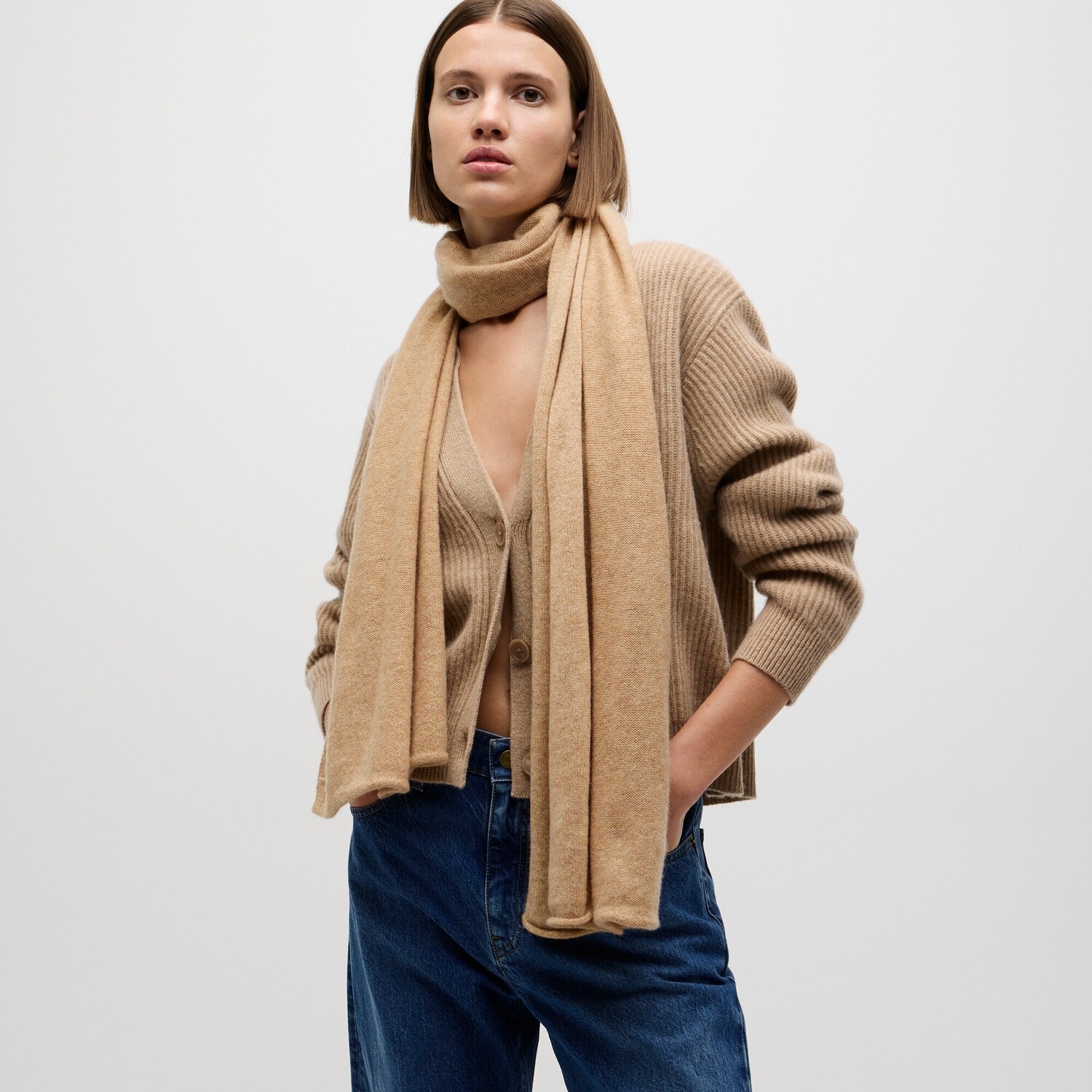 

Кашемировый шарф J.Crew, коричневый