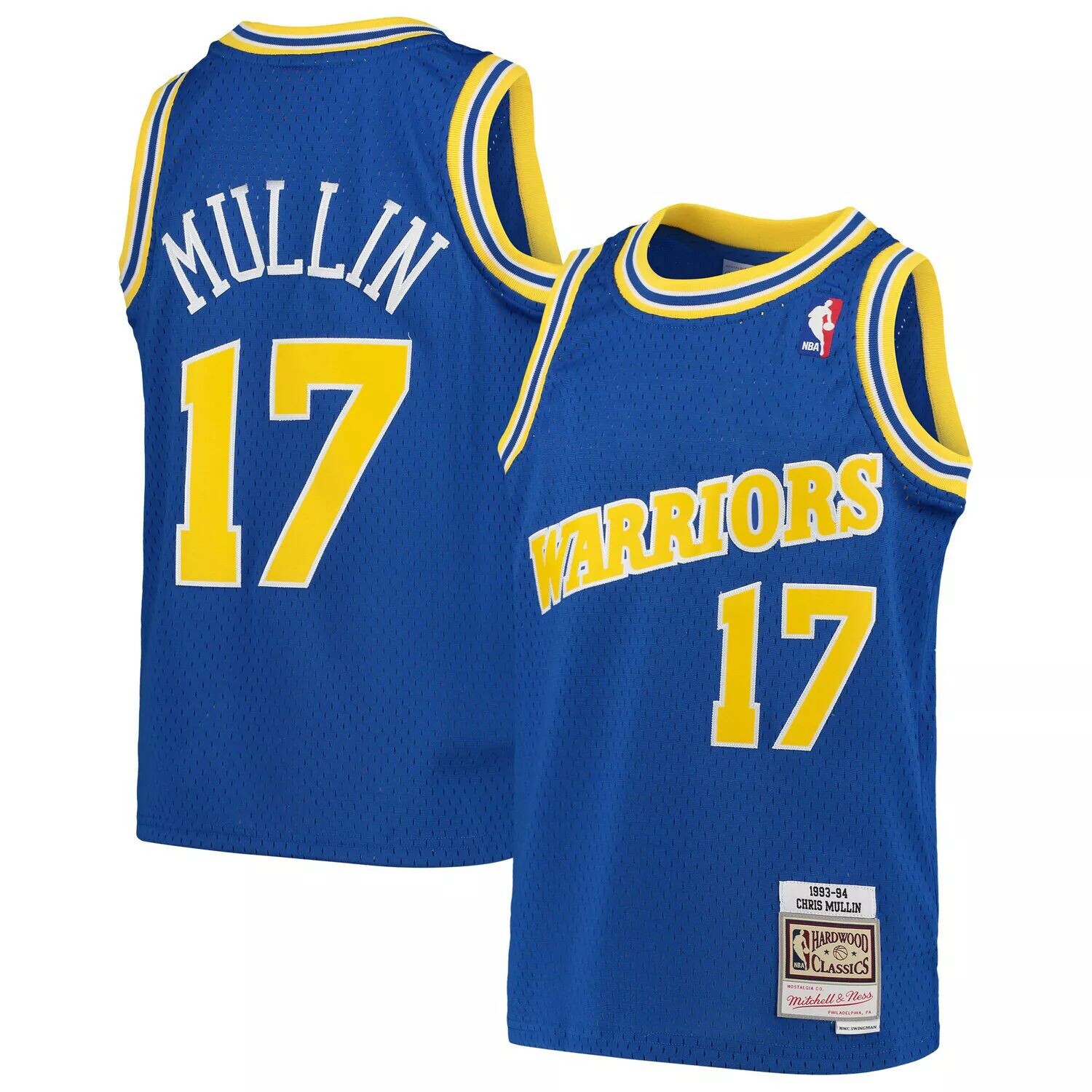 

Юность Митчелла и Несса Криса Маллина Джерси Royal Golden State Warriors 1993-94 Hardwood Classics Swingman Throwback Джерси Unbranded