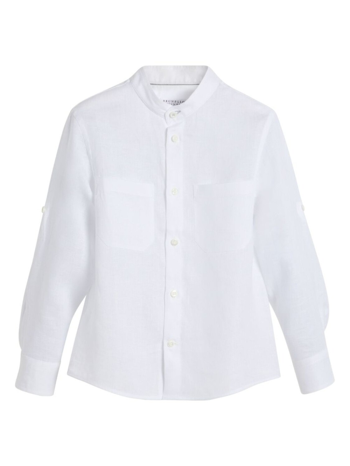

Brunello Cucinelli Kids рубашка с воротником-стойкой, белый